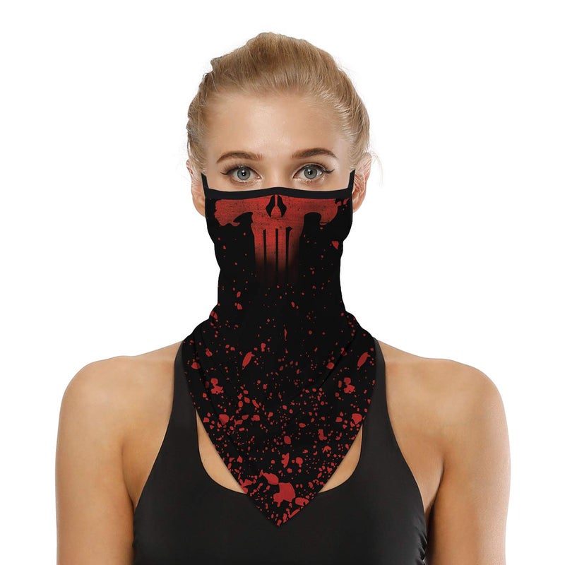 YAYOUREL Halloween Mask Scary Mask Halloween Masks for Adults Skull Mask Skeleton Skull Red Bandana Neck Gaiter Face Mask Covering Bandanas for Men Women UV Cooling Face Scarf Mask Cover Ear Loop Facemask - Image 2
